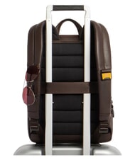 PIQUADRO RUSSEL 14" laptop backpack, in leather MORO - Laptop backpacks - 3
