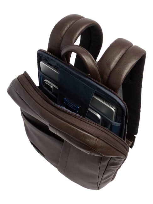 RUSSEL 14" laptop backpack, in leather MORO - Laptop backpacks