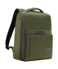 PIQUADRO WOLLEM Leather and fabric backpack, 14" laptop holder GREEN - Laptop backpacks - 2