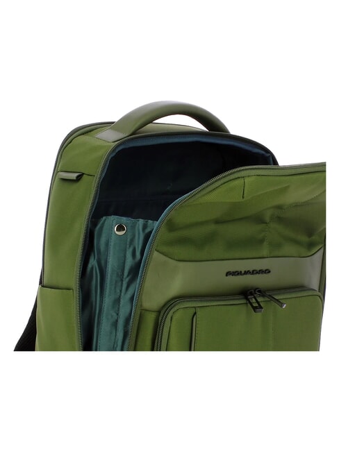 WOLLEM Leather and fabric backpack, 14" laptop holder GREEN - Laptop backpacks