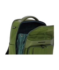 PIQUADRO WOLLEM Leather and fabric backpack, 14" laptop holder GREEN - Laptop backpacks - 4