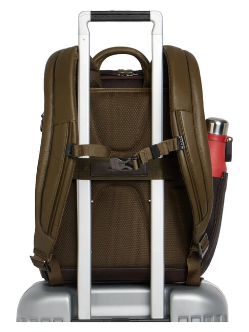 BLACK SQUARE Leather backpack for 14" laptop green / dark brown - Laptop backpacks