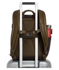 PIQUADRO BLACK SQUARE Leather backpack for 14" laptop green / dark brown - Laptop backpacks - 3