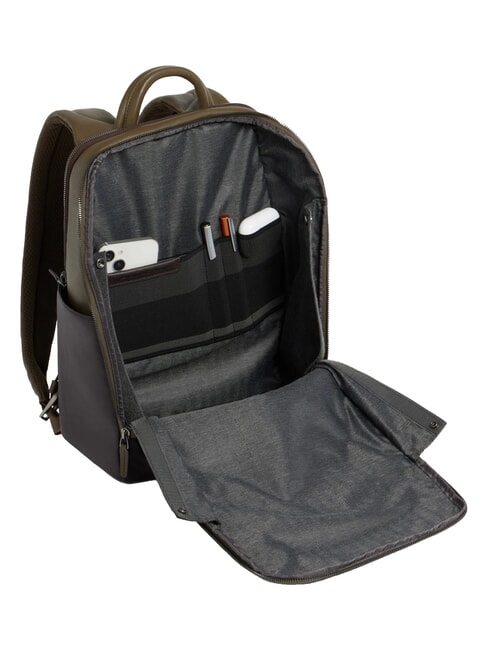 BLACK SQUARE Leather backpack for 14" laptop green / dark brown - Laptop backpacks