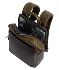 PIQUADRO BLACK SQUARE Leather backpack for 14" laptop green / dark brown - Laptop backpacks - 5