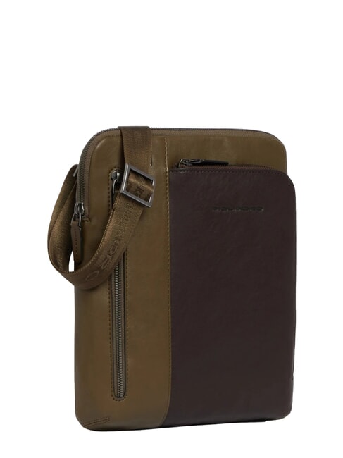 BLACK SQUARE  Flat leather bag green / dark brown - Over-the-shoulder Bags for Men