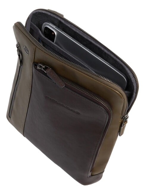 BLACK SQUARE  Flat leather bag green / dark brown - Over-the-shoulder Bags for Men