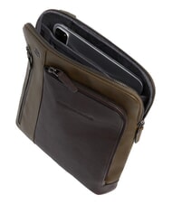 PIQUADRO BLACK SQUARE  Flat leather bag green / dark brown - Over-the-shoulder Bags for Men - 4