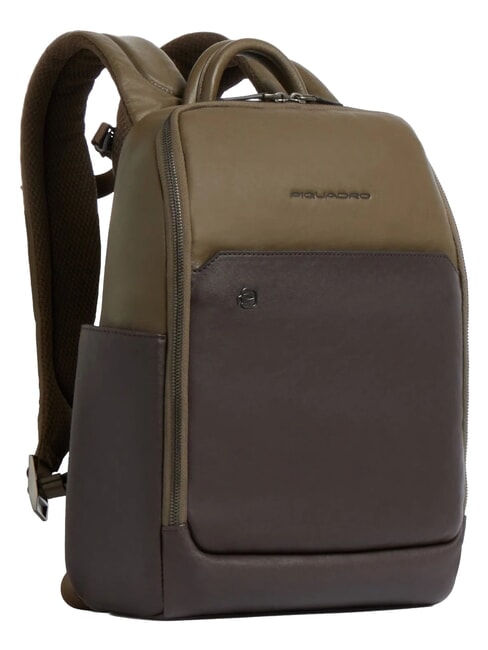 BLACK SQUARE 13" laptop backpack, in leather green / dark brown - Laptop backpacks