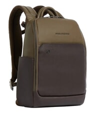 PIQUADRO BLACK SQUARE 13" laptop backpack, in leather green / dark brown - Laptop backpacks - 2