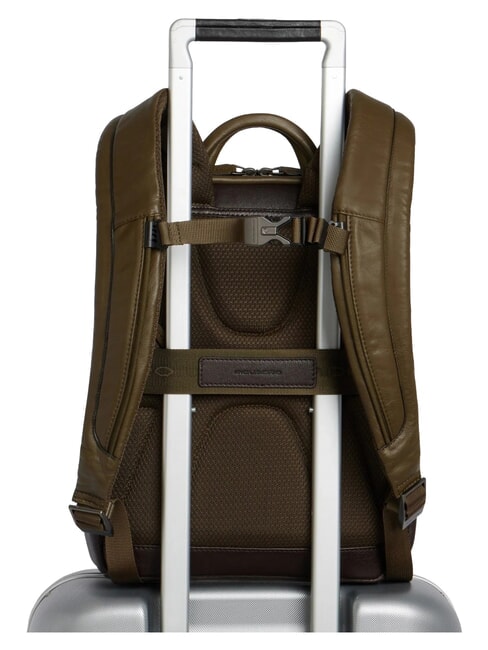 BLACK SQUARE 13" laptop backpack, in leather green / dark brown - Laptop backpacks