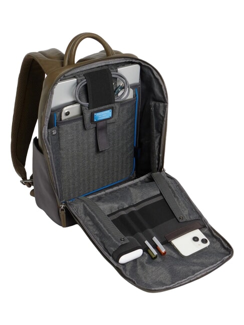 BLACK SQUARE 13" laptop backpack, in leather green / dark brown - Laptop backpacks