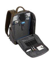 PIQUADRO BLACK SQUARE 13" laptop backpack, in leather green / dark brown - Laptop backpacks - 4
