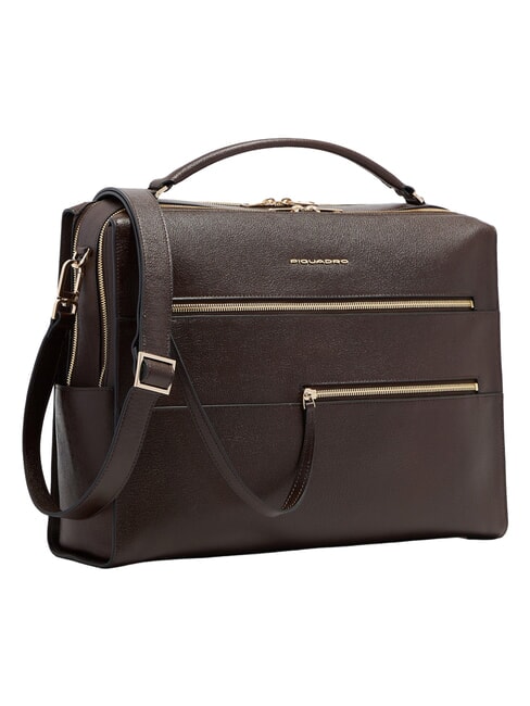 PATRICIA 14" laptop briefcase, in leather BROWN - Work Briefcases