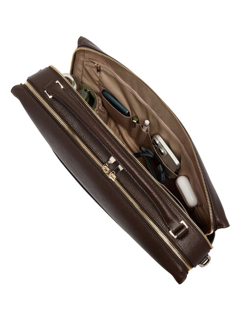 PATRICIA 14" laptop briefcase, in leather BROWN - Work Briefcases