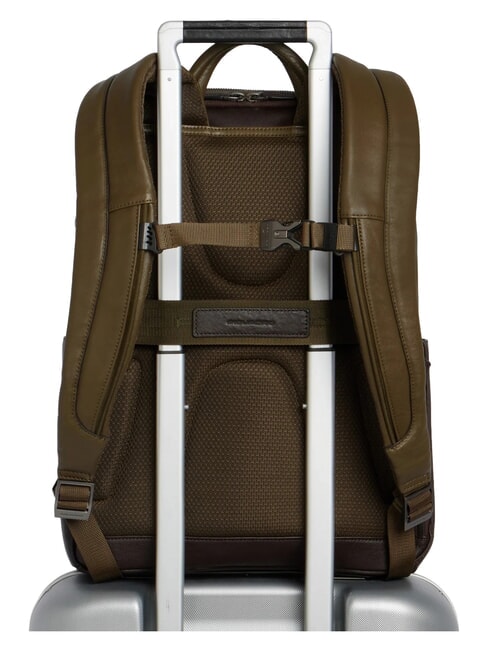 BLACK SQUARE  Leather 14" Laptop Backpack green / dark brown - Laptop backpacks