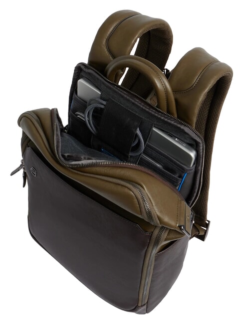 BLACK SQUARE  Leather 14" Laptop Backpack green / dark brown - Laptop backpacks