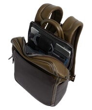 PIQUADRO BLACK SQUARE  Leather 14" Laptop Backpack green / dark brown - Laptop backpacks - 4