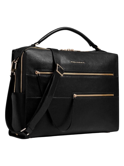 PATRICIA 14" laptop briefcase, in leather Black - Work Briefcases