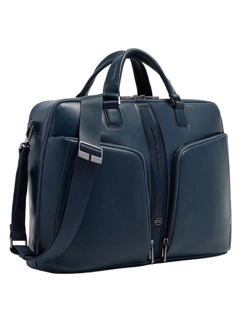 W143 15.6" leather laptop briefcase blue - Work Briefcases