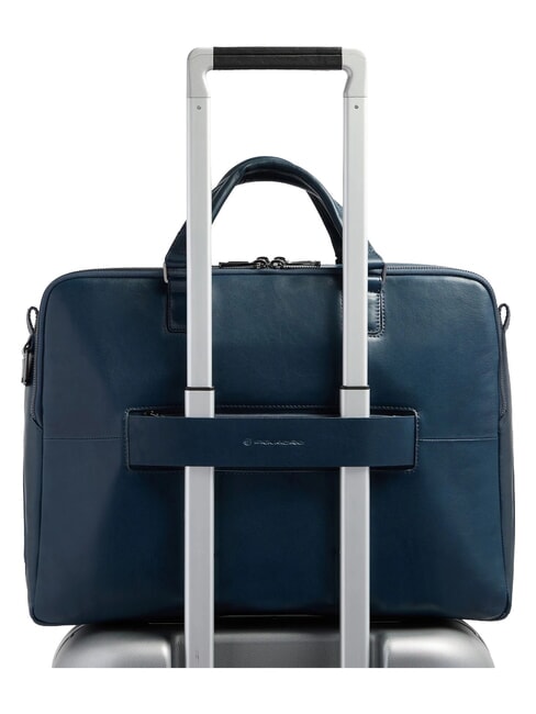 W143 15.6" leather laptop briefcase blue - Work Briefcases