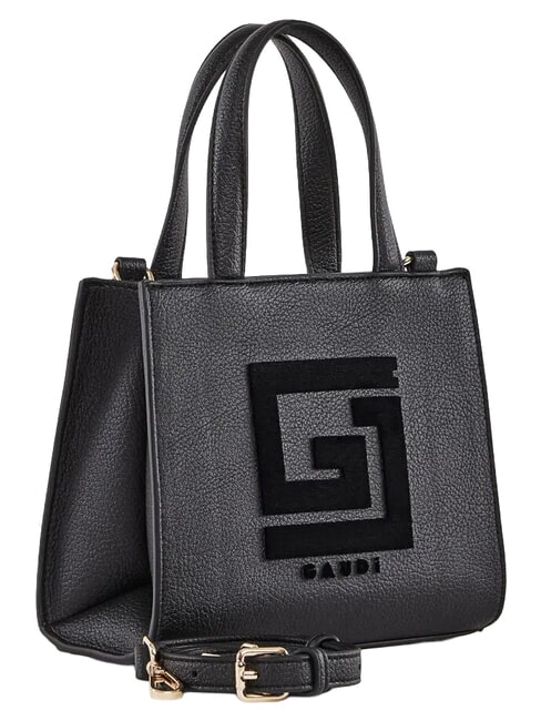 EMILY FLOCK Mini shopping bag with logo and shoulder strap BLACK - Women&rsquo;s Bags
