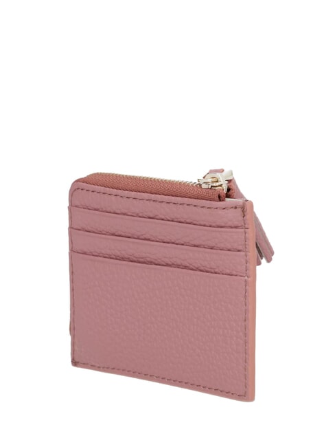 TASSEL Card holder with zip in hammered leather winter rose - Women&rsquo;s Wallets