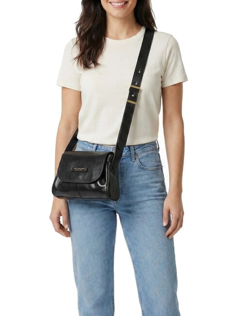 FLORA Mini shoulder bag, in leather Black Gold - Women&rsquo;s Bags