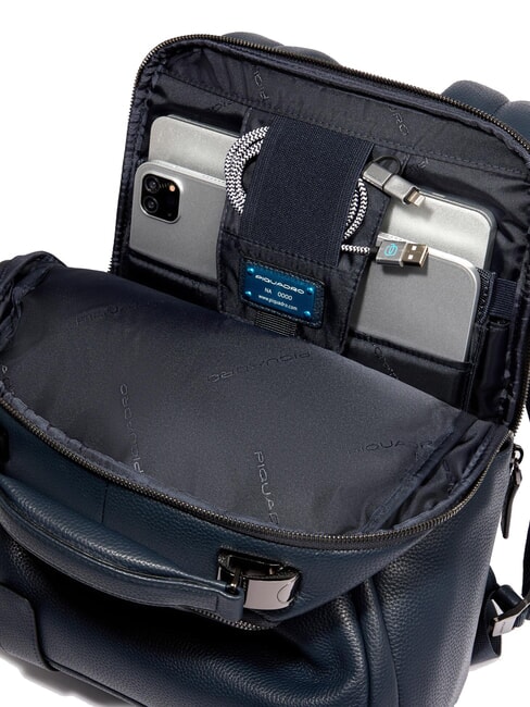 MODUS SPECIALE 14" laptop backpack, in leather blue - Laptop backpacks