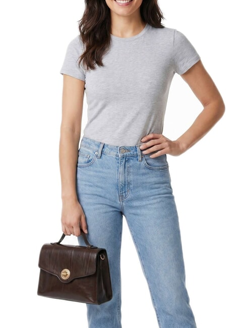 IRENE Shoulder bag, in leather mocha with gold - Women&rsquo;s Bags