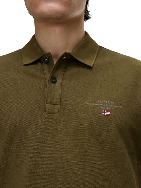 ELBAS 4 Short sleeve cotton polo shirt dark olive - Polo shirt