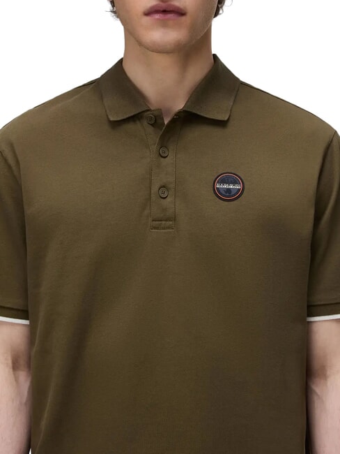 E-BADGE SS 1 Short-sleeved polo shirt dark olive - Polo shirt
