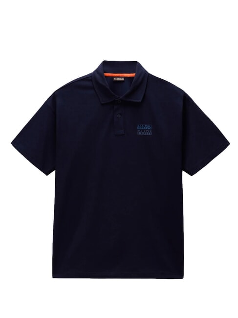 E-ELEVATED LOGO SS Cotton polo shirt blu marine - Polo shirt