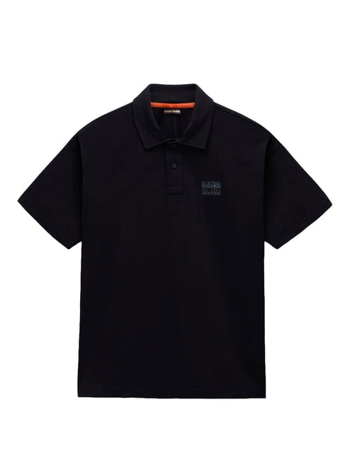 E-ELEVATED LOGO SS Cotton polo shirt black beauty - Polo shirt