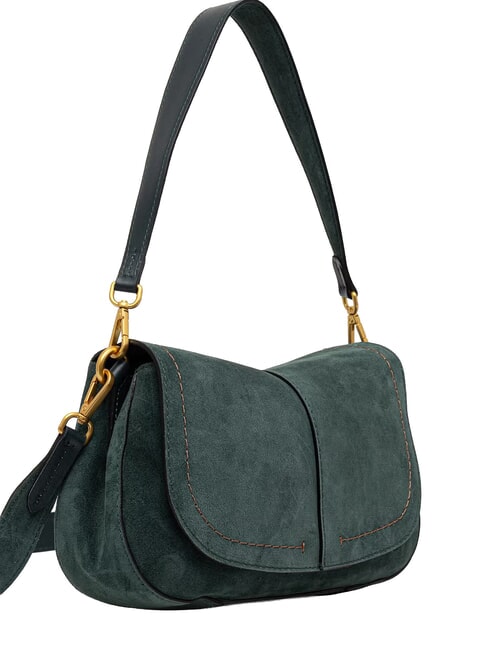 HELENA ROUND Shoulder bag with shoulder strap, in leather velvet green - Women&rsquo;s Bags