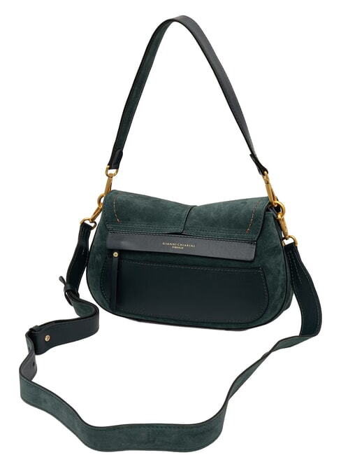 HELENA ROUND Shoulder bag with shoulder strap, in leather velvet green - Women&rsquo;s Bags