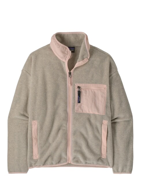 SYNCH Recycled fleece jacket oatmeal heather with pink frost - Women's Jackets