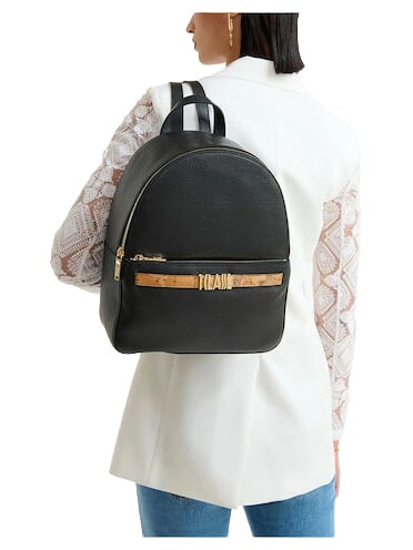 CHIC SOUL Backpack with front pocket, in leather Black - Women&rsquo;s Bags