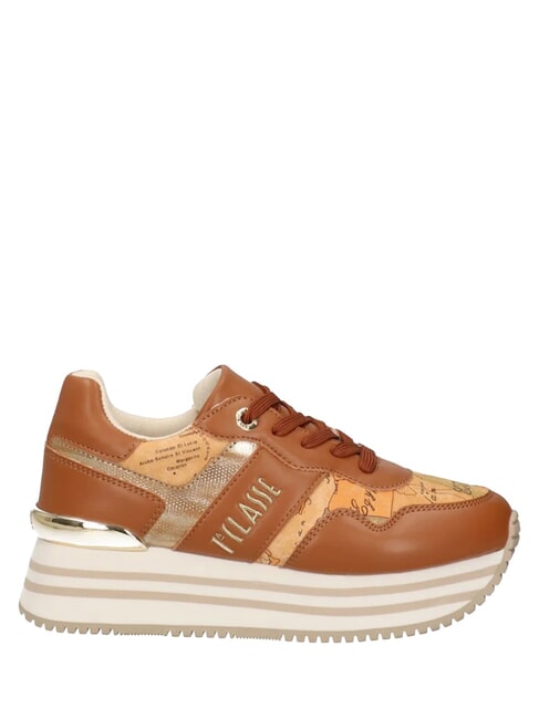 GEO JR Side logo platform sneakers Leather / Geo Beige - Women&rsquo;s shoes
