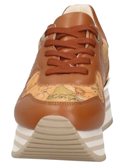 GEO JR Side logo platform sneakers Leather / Geo Beige - Women&rsquo;s shoes