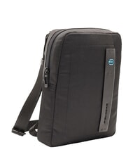 PIQUADRO P16 Mixed leather bag, iPad holder CHEVRON / BLACK - Over-the-shoulder Bags for Men - 2