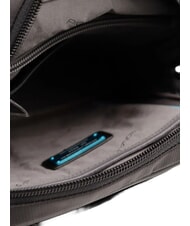 PIQUADRO P16 Mixed leather bag, iPad holder CHEVRON / BLACK - Over-the-shoulder Bags for Men - 5