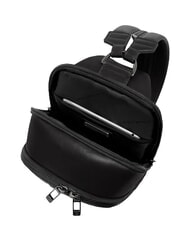 PIQUADRO VICTOR Leather One-Shoulder Backpack Black - Laptop backpacks - 5