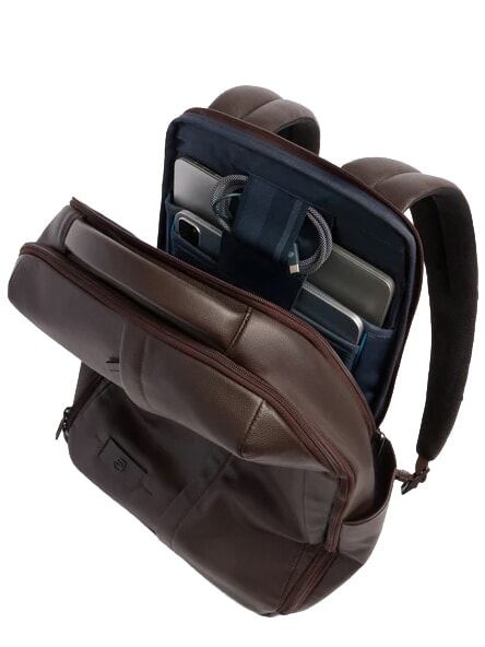 RUSSEL Leather backpack for 15.6" laptop MORO - Laptop backpacks