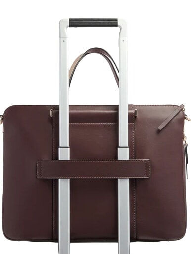 CIRCLE 14" leather laptop bag burgundy/pink - Work Briefcases