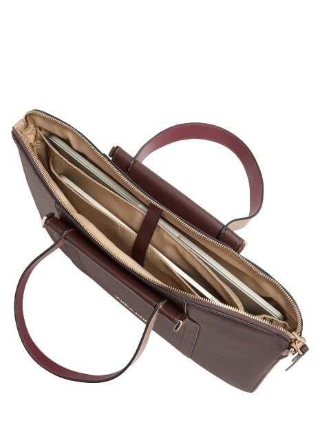 CIRCLE 14" leather laptop bag burgundy/pink - Work Briefcases