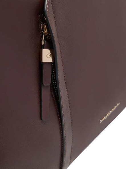 CIRCLE 14" leather laptop bag burgundy/pink - Work Briefcases