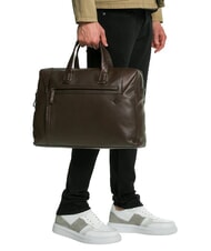 PIQUADRO PAN  15.6" leather laptop briefcase MORO - Work Briefcases - 5