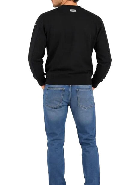 CROSBY Crew neck sweatshirt with logo black - Men's Sweaters