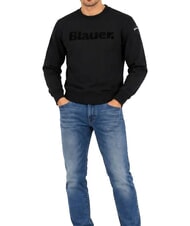 BLAUER CROSBY Crew neck sweatshirt with logo black - Men's Sweaters - 4